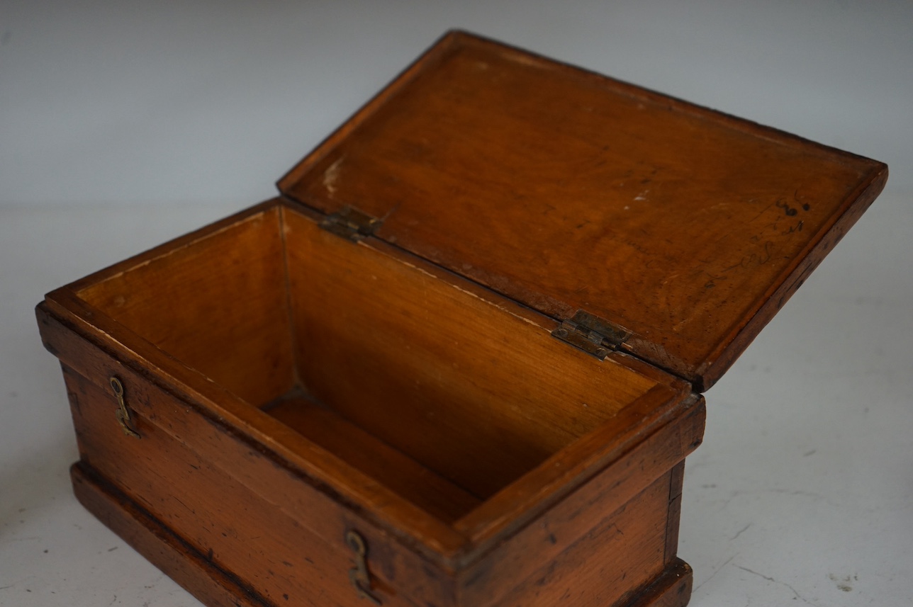 An 19th century ‘chess’ box, 24cm wide. Condition - fair to good